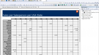 DataFlex Reports Standard Edition 2025 - Sales per Salesperson per USA State - Preview